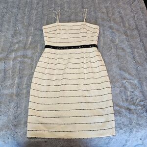 Carmen Marc Valvo Strapless Black and White Dress With Rhinestones